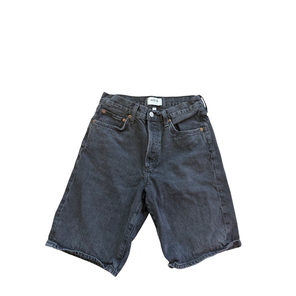 AGOLDE Womens Charcoal Wash Denim Cutoff Shorts Size 24 High Rise Minimal Grunge